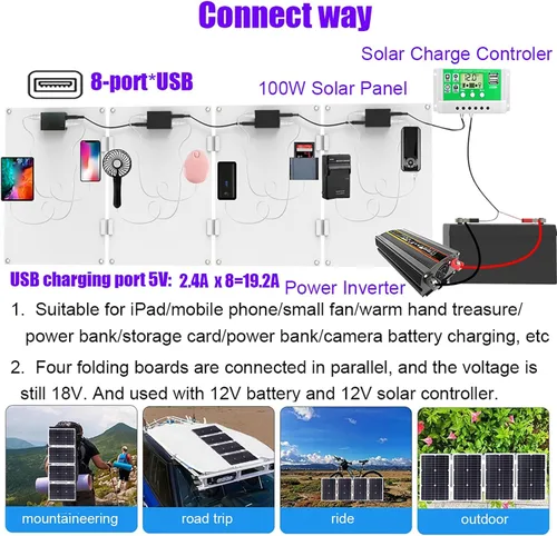 Vista 3 de Kit de inversor solar de 4000 W/6000 W con paneles de 100 W y controlador de carga de 50 A, sistema de energía fuera de la red para respaldo