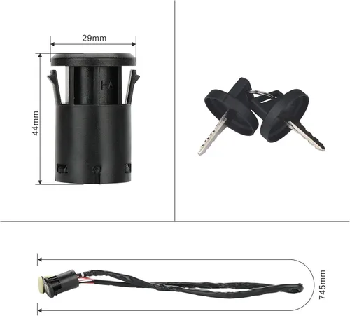 Vista 2 de MaySpare Interruptor de llave de encendido para Honda ATV TRX420 TRX 350 TRX450 FOREMAN TRX350FM 4x4 2000-2006 Impermeable 2 llaves de repuesto