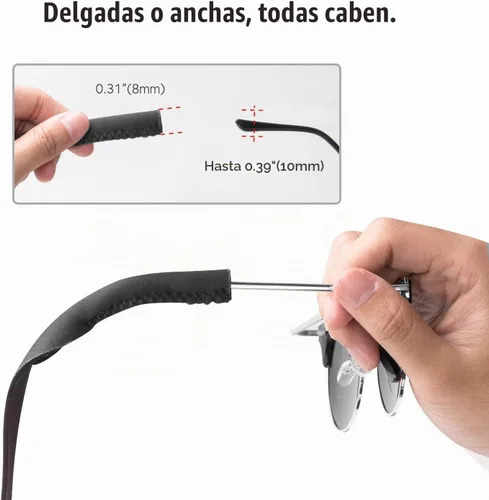 Vista 3 de MoKo Retenedor de lentes de neopreno (paquete de 2) de ajuste universal, retenedor de lentes de sol deportivos sin cola, correa de gafas de sol