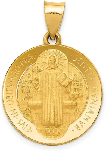 Vista 9 de Collar con dije de medalla de San Benito de oro amarillo de 14 quilates joyería fina religiosa Sared de Jesús regalos para mujer