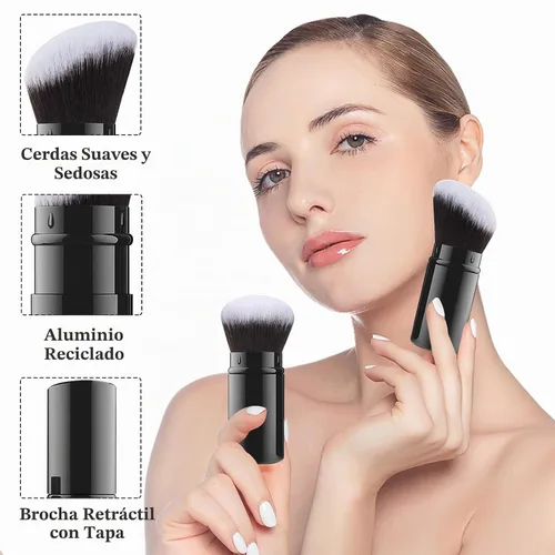 Vista 7 de Brochas de maquillaje retráctiles, paquete de 2 brochas de maquillaje de Negro