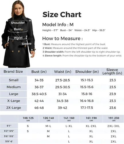 Vista 7 de wantdo - Chaquetón con doble botonadura para mujer, gabardina para invierno de largo medio con cinturón