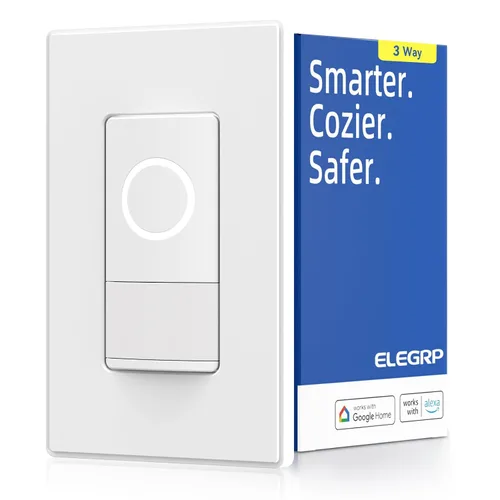 Vista 11 de ELEGRP Interruptor inteligente con sensor de movimiento, interruptor de luz Wi-Fi de 3 vías de 2.4 GHz, compatible con Alexa y Google Assistant