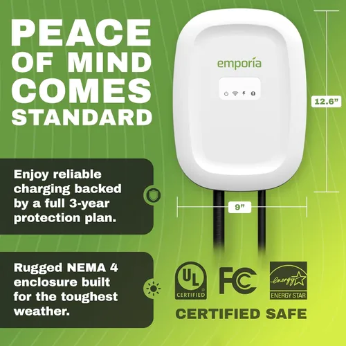 Vista 8 de EMPORIA Cargador EV de nivel 2 – NEMA 14-50 EVSE con cargador J1772 – 48 amperios EV nivel 2, estación de carga de vehículos eléctricos habilitada