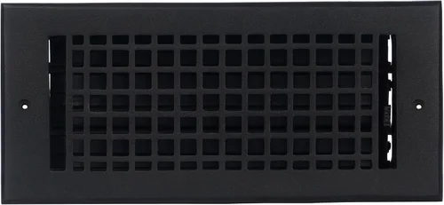Vista 9 de Mosaico 4 x 10 "Apertura de conducto de suministro de aire de pared de Para PISO-NEGRO Sin Agujeros de Tornillo (PACK DE 1)