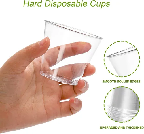 Vista 3 de Tebery Paquete de 200 vasos pequeños de plástico transparente, vasos desechables duros de 5 onzas, vasos de plástico a granel para fiestas