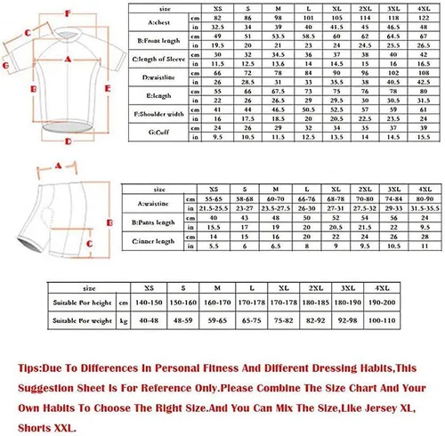 Vista 3 de Men's Cycling Jersey Set Road Bike Shirts Bib Shorts Breathable Cycling Clothing Kit with 20D Gel Padded