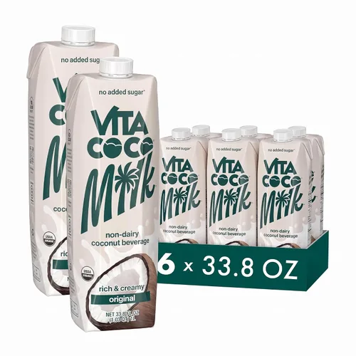 Vista 9 de Vita Coco Leche de coco orgánica original, a base de plantas, alternativa a la leche sin lácteos, sin gluten, sin soja y sin azúcar, complemento