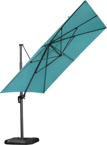 Vista 47 de PURPLE LEAF Sombrilla de patio de 8 pies para exteriores, sombrilla voladiza cuadrada de aluminio con rotación de 360 grados para jardín, terraza