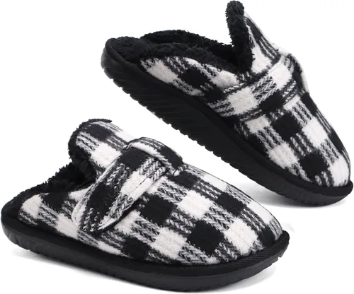 Vista 6 de COFACE Pantuflas suaves de espuma viscoelástica para mujer, con soporte de arco a cuadros, cálidas, para invierno, antideslizantes, para interiores