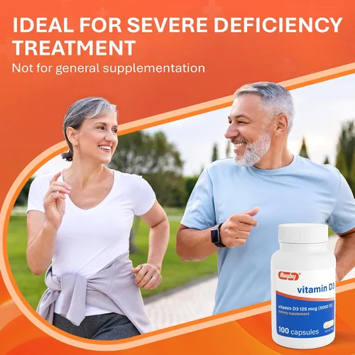 Vista 5 de Rugby Vitamina D3 5,000 UI (125 mcg) - Suplemento dietético de vitamina D para huesos, dientes e inmunidad, 100 cápsulas