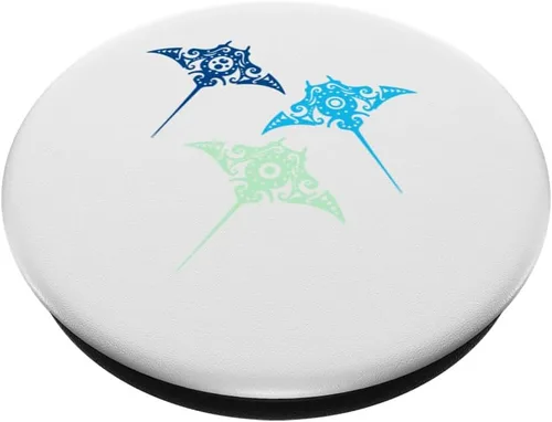 Vista 2 de Polinesia Maorí Manta Ray Group Tatuaje tribal Nueva Zelanda PopSockets intercambiables PopGrip
