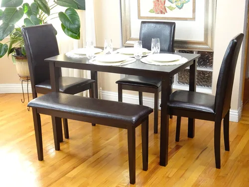 Vista 3 de Mesa rectangular clásica de madera maciza moderna en acabado negro espresso