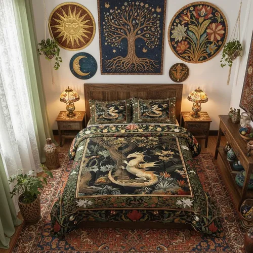 Vista 27 de Manfei Juego de edredón de calavera de azúcar para niños, juego de ropa de cama con temática de calaveras de Halloween, ropa de cama de estilo Azul