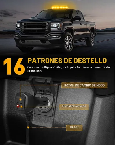 Vista 6 de HLauto - Barra de luces estroboscópicas para techo (102 LED, color ámbar)