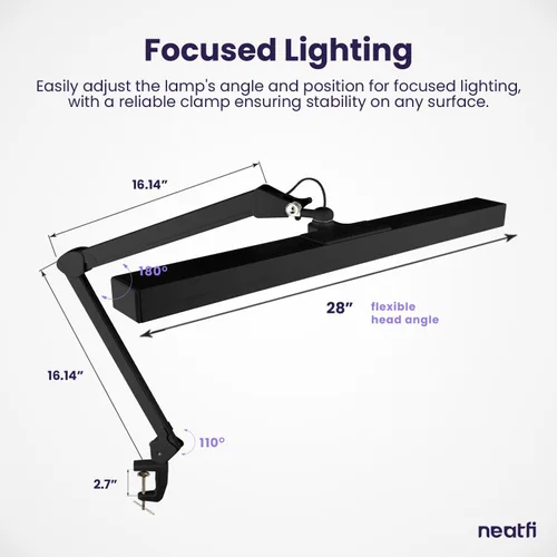 Vista 7 de Neatfi Lámpara de escritorio LED ultra de 3000 lúmenes con abrazadera, luz de monitor regulable de 30 W, 5 niveles de brillo y 5 modos de luz