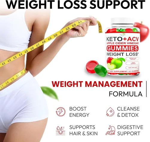 Vista 2 de Keto ACV Gummies Advanced Weight Loss - Suplemento de gomitas Keto ACV para mujeres y hombres, metabolismo, desintoxicación, limpieza, vinagre