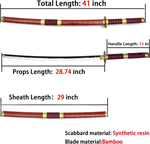 Vista 3 de Anime Sword 41 inch,Zorowado ichimonjiAnime Original Texture,for Role-Playing and Collection, with One Display Stand