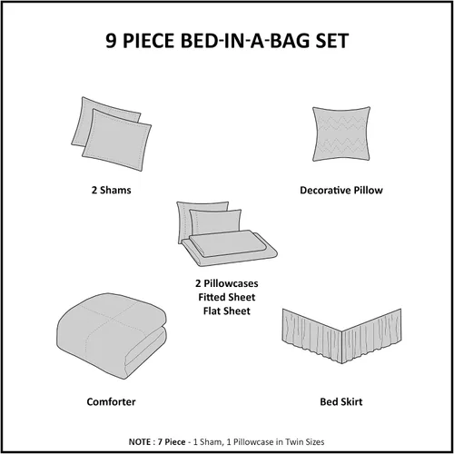 Vista 6 de Madison Park Essentials Cómodo edredón de cama en una bolsa con juego completo de sábanas de algodón - Diseño floral moderno para todas