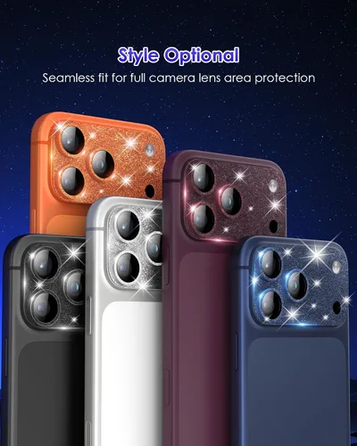 Vista 9 de Protector de lente de cámara compatible con iPhone 17 Pro Max [cobertura completa] Pantalla de vidrio templado 9H, cubierta de cámara con purpurina