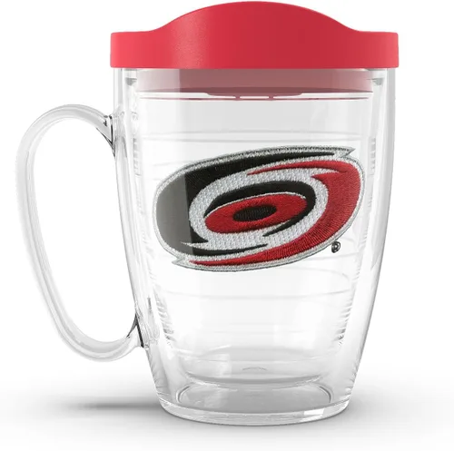 Vista 22 de Taza aislada Tervis de doble pared fabricada en Estados Unidos con logotipo principal de NHL Buffalo Sabres, mantiene las bebidas frías y calientes
