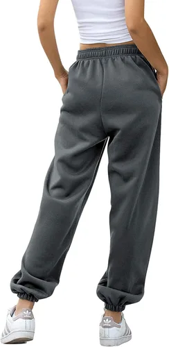 Vista 3 de AROGONE Pantalones deportivos de cintura alta para mujer, de algodón, con bolsillos