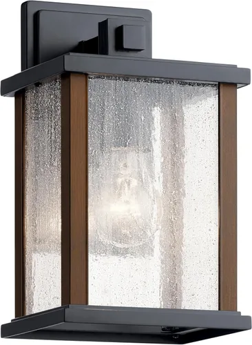 Vista 14 de Kichler Marimount - Lámpara de pared para exteriores de 12.75 pulgadas en color negro, aplique de pared exterior de 1 luz con vidrio acanalado