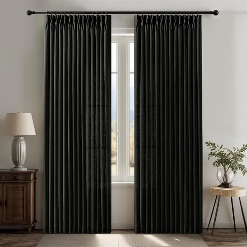 Vista 24 de Cortinas plisadas de lino semitransparentes de 96 pulgadas, filtrado de luz Natural