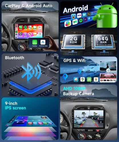Vista 3 de Radio de coche Android 15 para Toyota RAV4 2001 2002 2003 2004 2005 2006