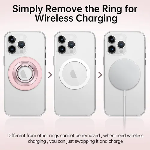 Vista 7 de SYNCWIRE - Soporte magnético con aro para MagSafe, rotación de 360 grados, agarre y soporte para teléfono, aro para dedo, doble imán, compatible