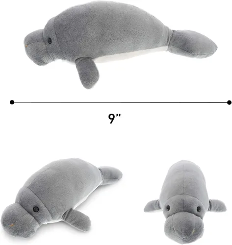 Vista 3 de DolliBu Colección de animales de peluche salvajes, colección de peluches suaves, regalos de animales para niños, peluche de manatí, criatura marina