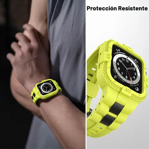 Vista 5 de Correas compatibles con Apple Watch Band 46mm 45mm 44mm 42mm, correa deportiva para hombres con funda protectora para Watch Series 11 10 9 8 7/ SE