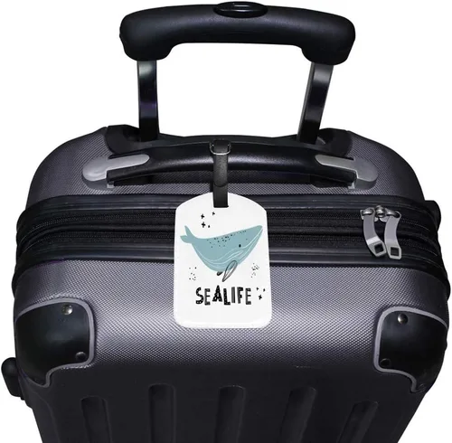 Vista 2 de Guitong - Etiqueta de equipaje de viaje pintada en acuarela, mochila de vaca con etiqueta de identificación de viaje, cuero inteligente, viajes