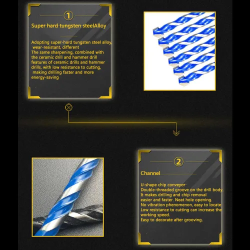 Vista 5 de Dbeans Flourithing - Brocas de cemento (10 unidades) para hormigón, brocas profesionales de carburo con punta de carburo para martillo, brocas