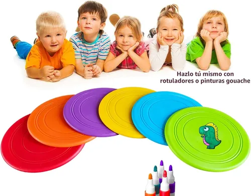 Vista 9 de Juguete de disco volador para niños, juego de césped, para jardín de infantes, juguete de silicona suave, colorido, paquete de 6 unidades a granel