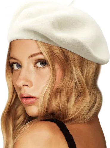 Vista 37 de Wheebo Boina de lana, color sólido, estilo francés, gorro cálido de invierno para mujeres y niñas Albaricoque