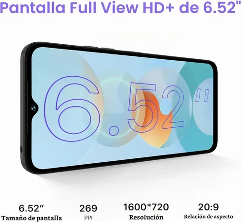 Vista 6 de UMIDIGI Teléfono celular desbloqueado, G5A MTK Helio A22 4+4 GB +64 GB Android Smartphone desbloqueado con pantalla completa de 6.52 pulgadas Negro