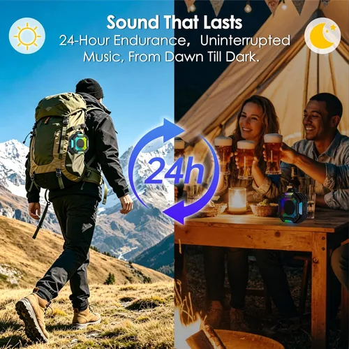 Vista 5 de Altavoz Bluetooth para Ducha, Altavoces Bluetooth Portátiles IPX7 Impermeables para Ducha Inalámbricos, Altavoz al Aire Libre con Luces