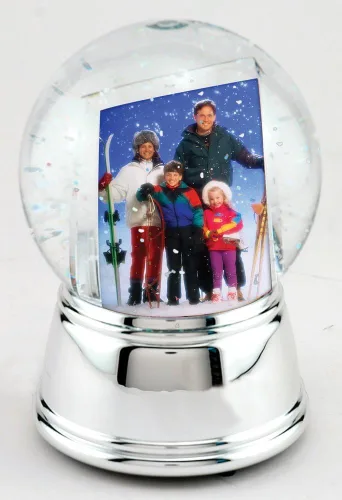 Vista 6 de Neil Enterprises Inc. Foto Globo de Nieve con Base de Plata