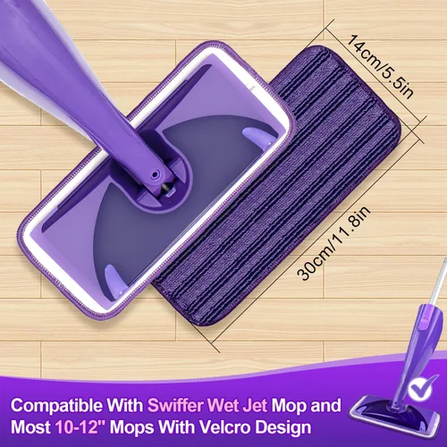 Vista 3 de Almohadillas catiónicas actualizadas e innovadoras para Swiffer Wet Jet y la mayoría de trapeadores de velcro de 10, 11 y 12 pulgadas, reemplazo
