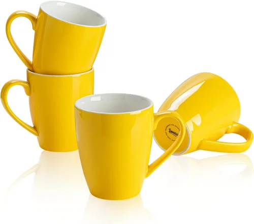 Vista 16 de Sweese Tazas de café de porcelana – 16 onzas (arriba al borde) para café, latte, té, cacao, juego de 4, negro