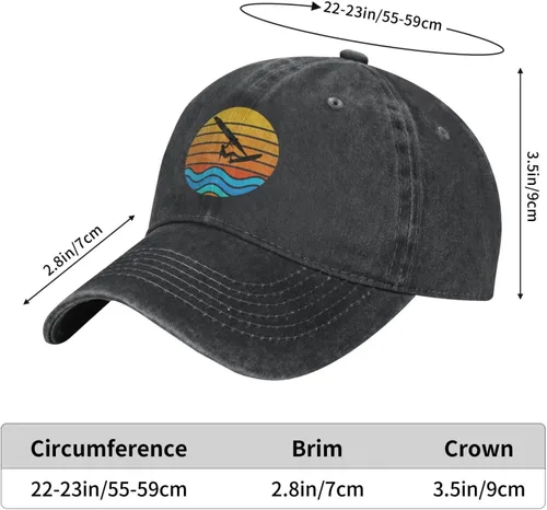 Vista 3 de AbLaTeSurfing-Windsurf-Sea-Ocean-Board-Sail Trucker Hat, Washed Cotton Baseball Cap Black Dad Hat for Men Women