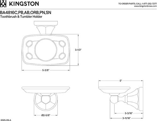 Vista 2 de Kingston Brass BA4816SN Metropolitan - Soporte para cepillo de dientes y vaso, níquel cepillado