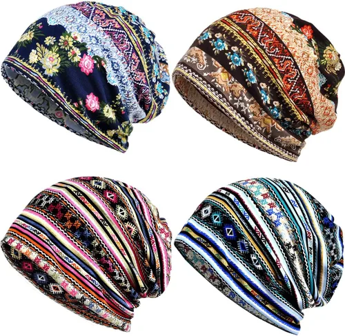 Vista 9 de JarseHera Gorro holgado de mujer con encaje de algodón, gorros para quimioterapia, gorros para el cáncer, turbante