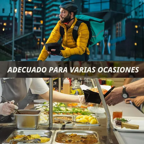 Vista 5 de Norme - Paquete de 100 cajas de papel desechables de 30 onzas para llevar, color negro, cajas de comida de papel para restaurantes, catering