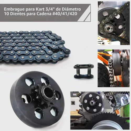 Vista 6 de Embrague centrífugo, embrague Go Kart de 3/4" de diámetro interior, 10 dientes, para cadena #40/#41/#420, compatible con mini bicicleta, Go Kart