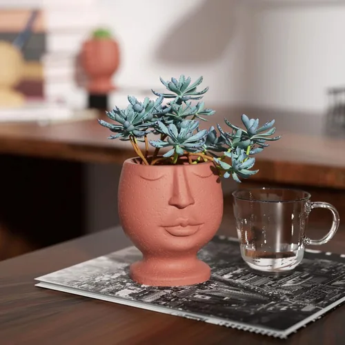 Vista 4 de Nicole Face Cement Flower Pot Mold Nordic Style Horcrete Mold Abstract Design Plant Flower Pot Molde de silicona