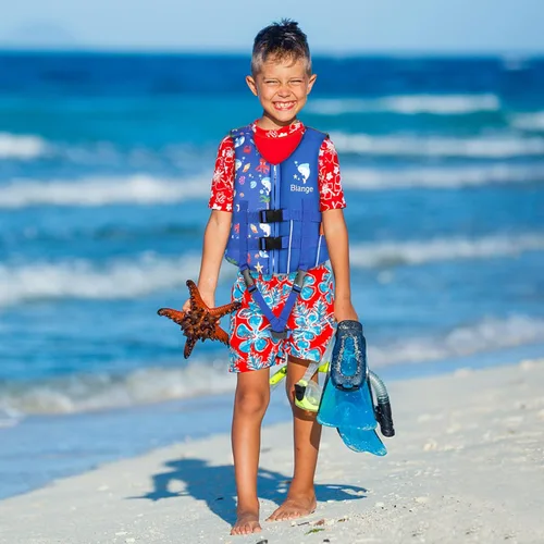 Vista 6 de Chaleco de natación para niños, chaqueta de natación para niños pequeños, flotadores para nadar con silbato de emergencia para niños y niñas de 1 a