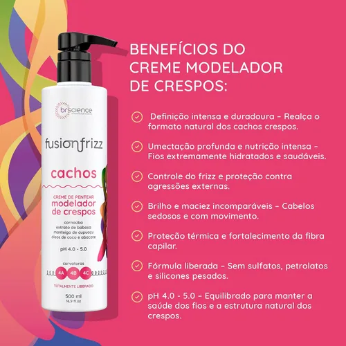 Vista 4 de Brscience Fusionfrizz Curls 4A, 4B, 4C - Crema de peinado rizado 16.9 fl oz