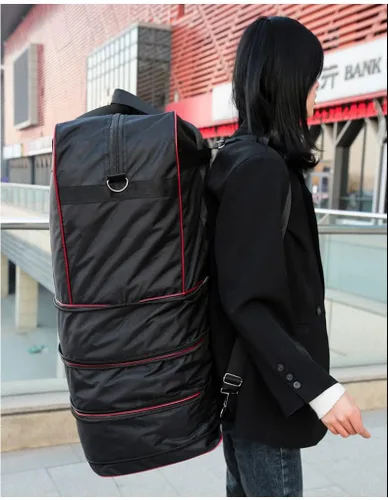 Vista 8 de Bolsa de viaje Oxford expandible extra grande con ruedas, impermeable, ligera, plegable, maleta, Azul, Equipaje extensible central rígido con ruedas